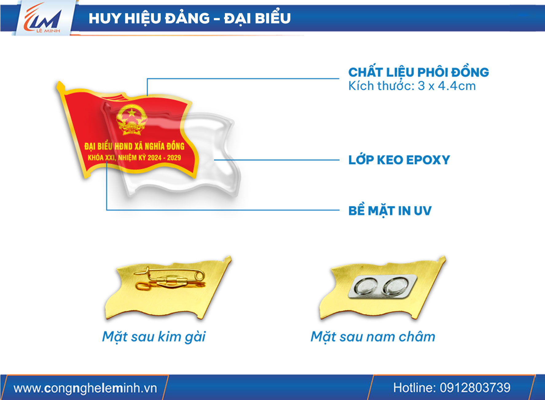 Huy Hiệu Cờ Đảng – Đại Biểu Đại Hội Hình Lá Cờ