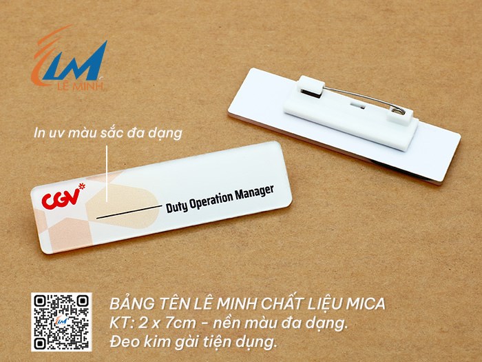 BẢNG TÊN ĐEO ÁO BẰNG MICA