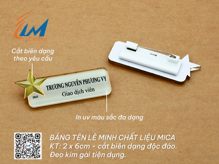 BẢNG TÊN ĐEO ÁO BẰNG MICA