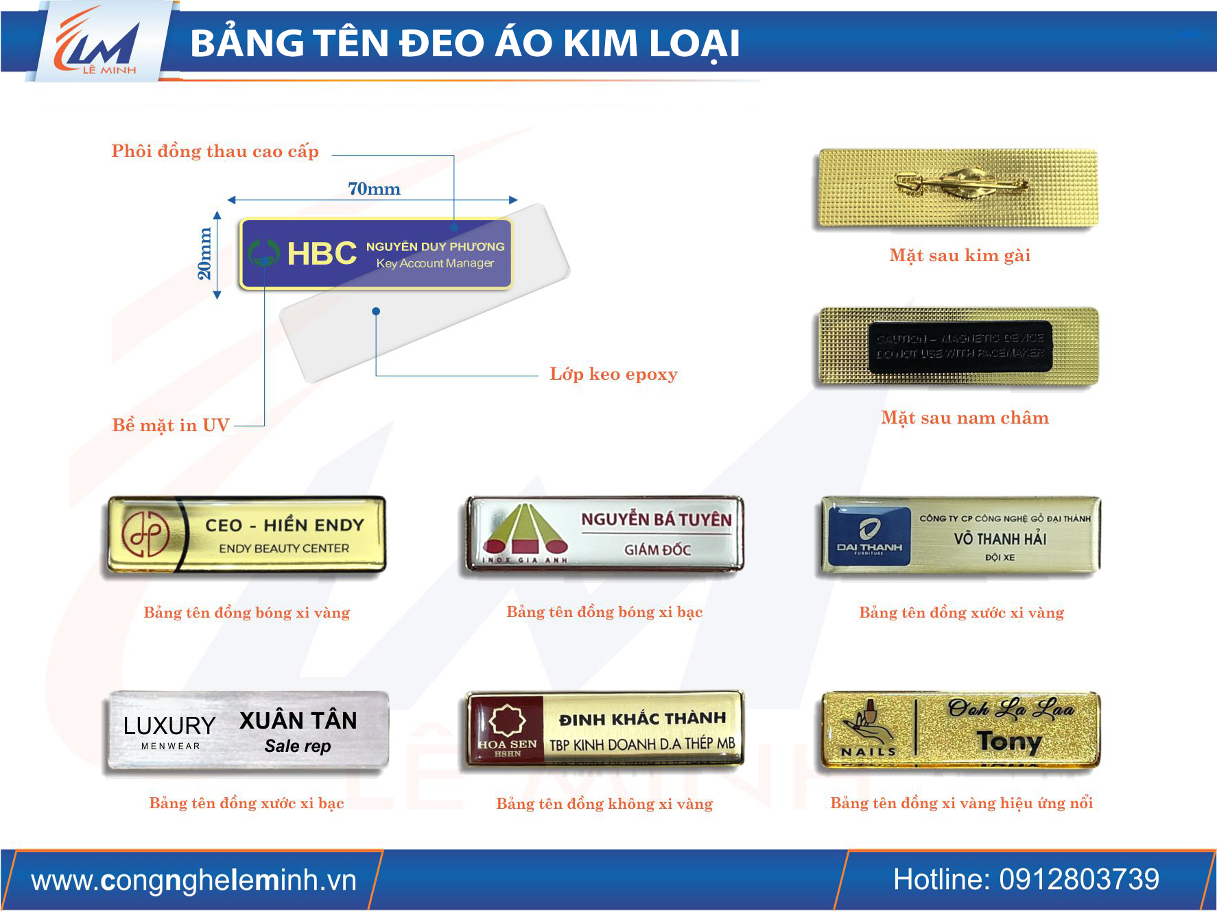 Làm Bảng Tên Đeo Áo Bằng Kim Loại – Khắc Laser, In UV