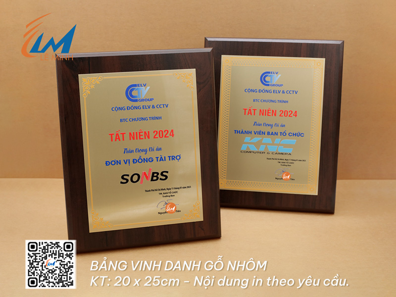 BẢNG VINH DANH 20CM x 25CM