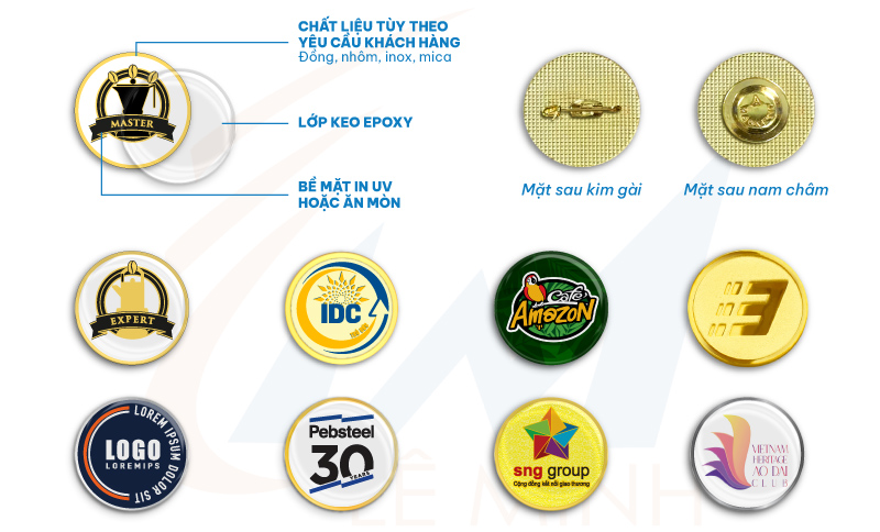 Làm Huy Hiệu Logo Hình Tròn – Đồng, Nhôm, Inox Theo Yêu Cầu