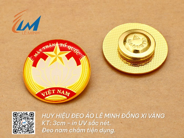 HUY HIỆU TRÒN BẰNG ĐỒNG XI VÀNG/BẠC IN UV 