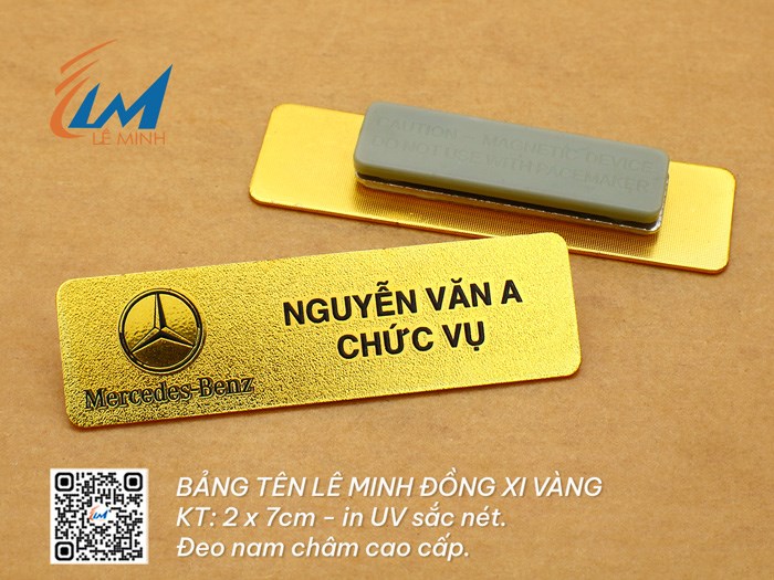 BẢNG TÊN ĐỒNG XI VÀNG IN UV KHÔNG PHỦ KEO