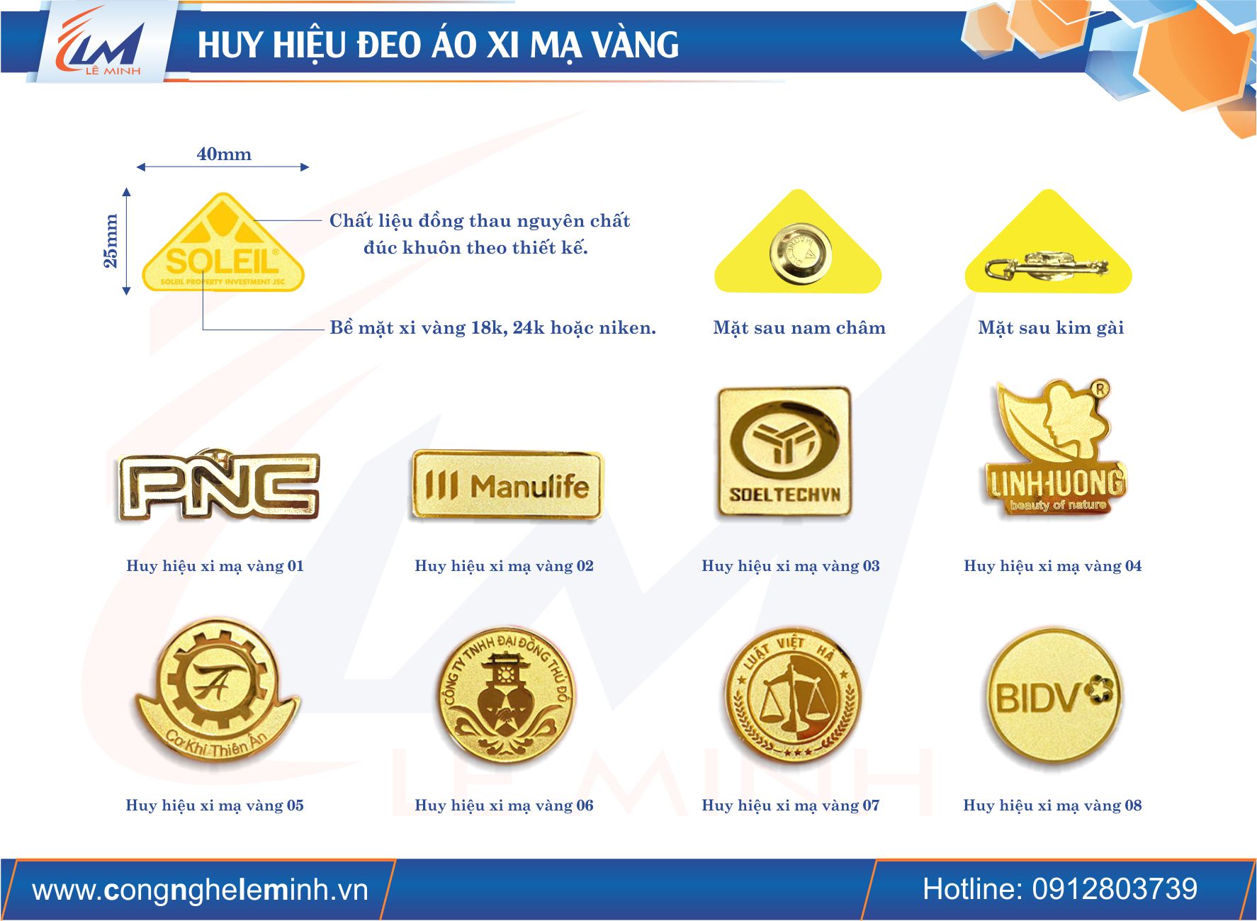 Làm Huy Hiệu Logo Xi Mạ Vàng – Đồng Thau, Xi Vàng 18K/24K