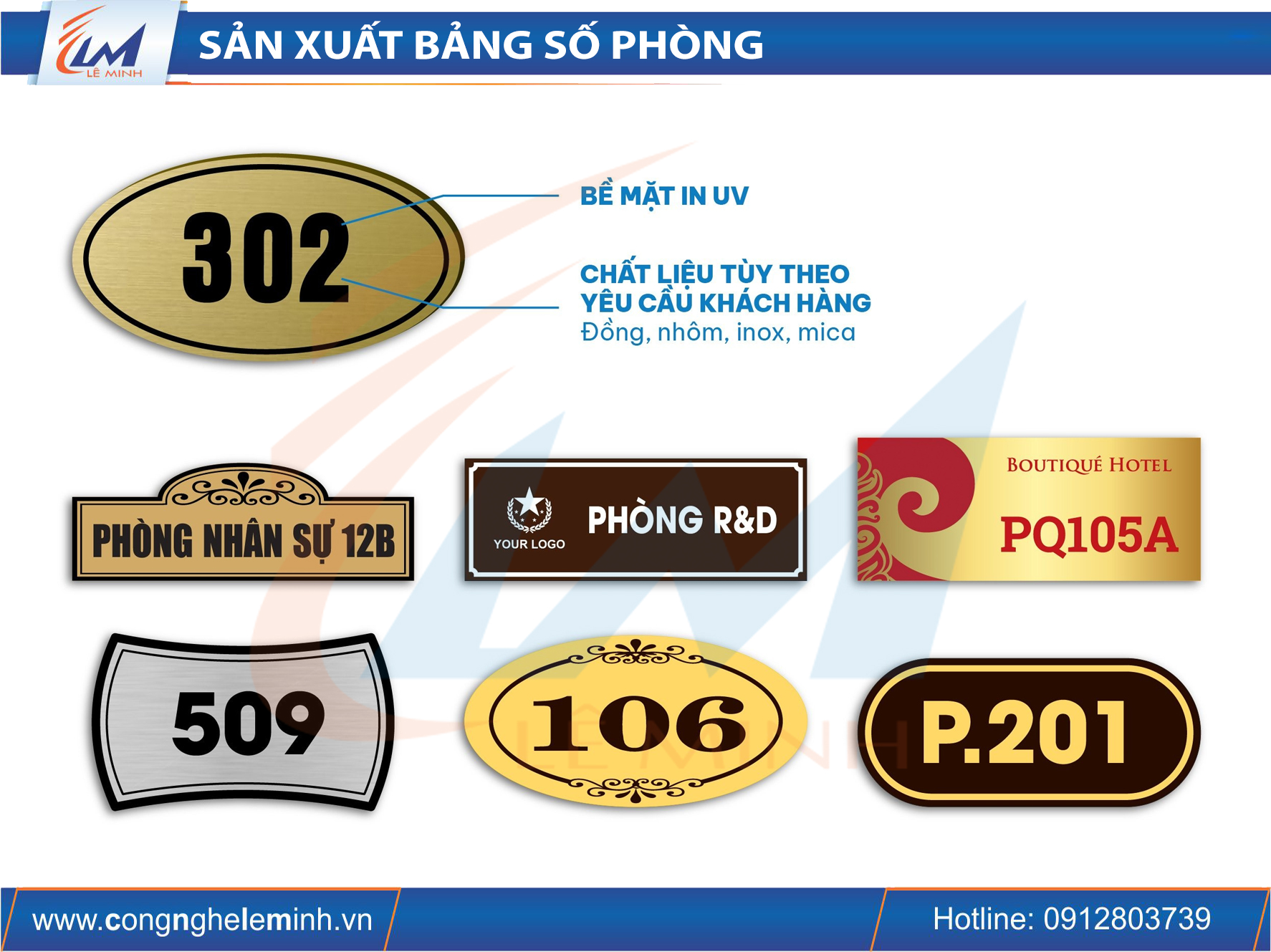 Sản Xuất Bảng Số Phòng – Nhôm, Inox, Acrylic Theo Yêu Cầu